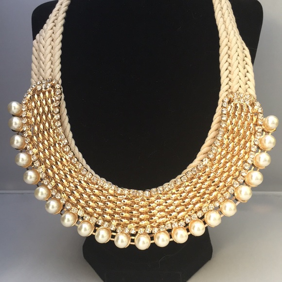 New! Set Hemp Pearl Necklace & Earrings - Picture 3 of 6